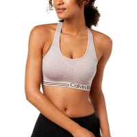 Calvin Klein Performance Seamless Ribbed Medium Impact Sports Bra, Small, Beige