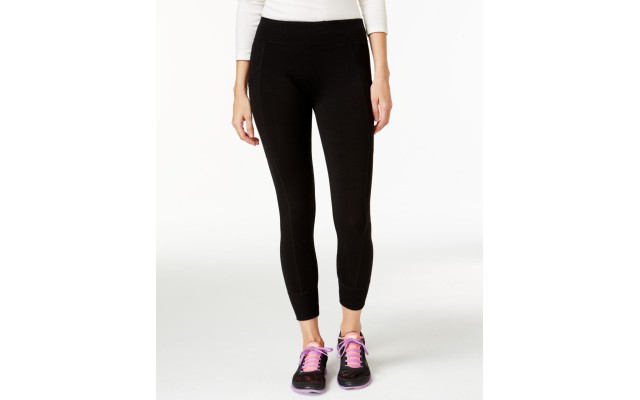  Performance Womens Cotton Solid Athletic Leggings, Large, Black