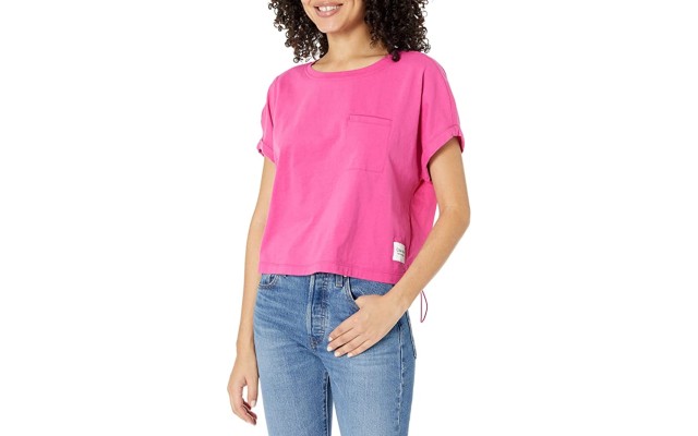  Performance Women’s Cropped Pocket T-Shirt, Pink Large