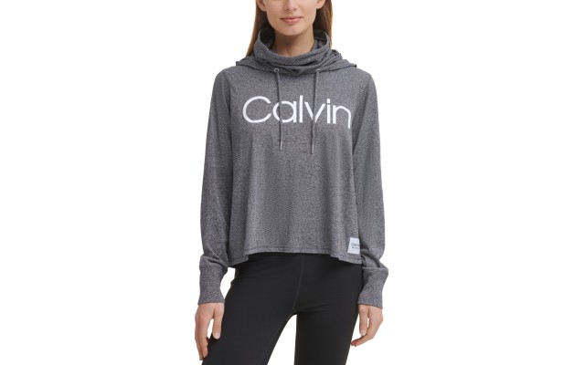  Performance Women’s Face-Cover Logo Hoodie, Charcoal, Medium
