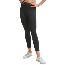 Calvin Klein Performance Women’s High-Rise Logo-Back Leggings (Black, Large)