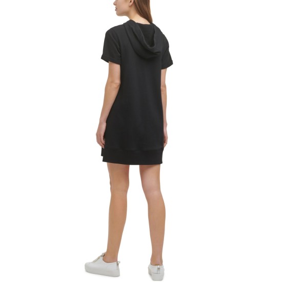  Performance Women’s Hooded Sweatshirt Dress, Black, Large
