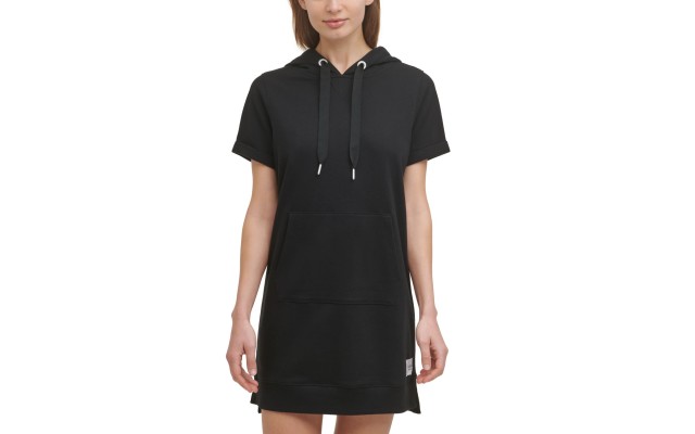 Performance Women’s Hooded Sweatshirt Dress, Black, Large