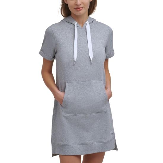  Performance Women’s Hooded Sweatshirt Dress, Grey, X-Large
