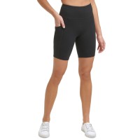 Calvin Klein Performance Women’s Logo High-Waist Bike Shorts, Black/Pink, X-Small
