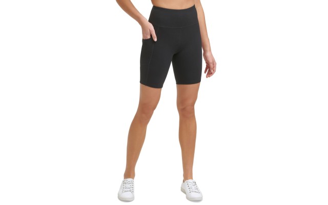  Performance Women’s Logo High-Waist Bike Shorts, Black/Pink, X-Small