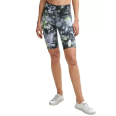 Calvin Klein Performance Women’s Oslo Tie-Dyed High-Waist Bike Shorts, X-Small, Green Glow