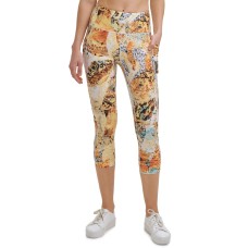 Calvin Klein Performance Women’s Printed Cropped Leggings, Gold, Medium
