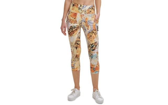  Performance Women’s Printed Cropped Leggings, Gold, Medium