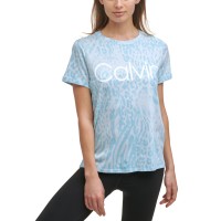 Calvin Klein Performance Women’s Printed Top, Blue, Large