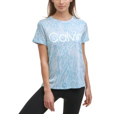 Calvin Klein Performance Women’s Printed Top, Blue, Large