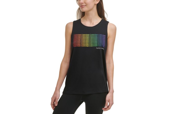  Performance Women’s Rainbow Mini Logo Top (Black, Small)