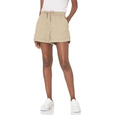 Calvin Klein Performance Women’s Rolled Hem Rib Waistband Shorts 4 1/2” Inseam, Beige, X-Large
