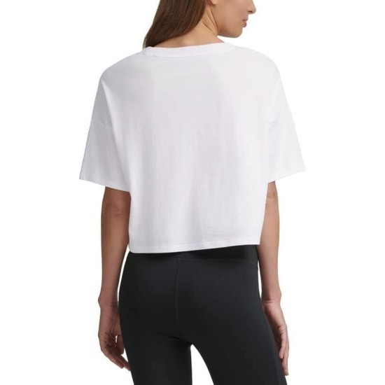  Women’s Sliced Logo Cropped T-Shirt (White, XX-Large)