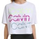 Calvin Klein Performance Women’s Sliced Logo Cropped T-Shirt (White, Medium)
