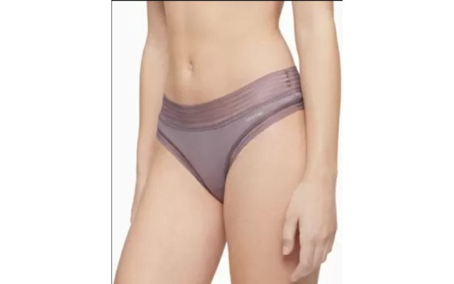  Striped-Waist Thong Underwear, Brown, X-Large