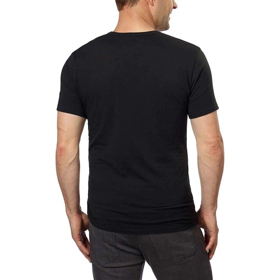  Underwear Men S V-Neck Cotton Stretch T-Shirt 3-pack, Black, Medium