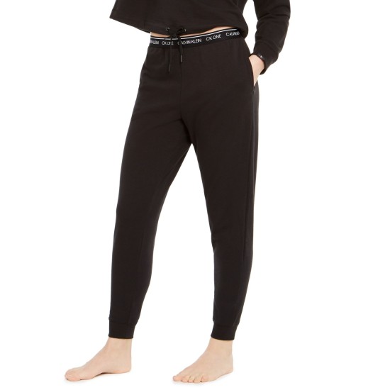  Women’s CK One Cotton Jogger Sweatpants, Black, Medium