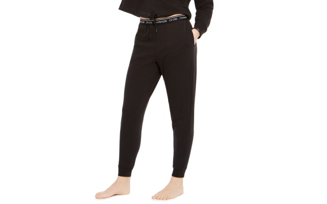  Women’s CK One Cotton Jogger Sweatpants, Black, Medium