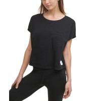 Calvin Klein Women’s Cropped Pocket T-Shirt, Medium, Black
