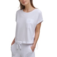 Calvin Klein Women’s Cropped Pocket T-Shirt, Medium, White