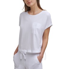 Calvin Klein Women’s Cropped Pocket T-Shirt, Medium, White
