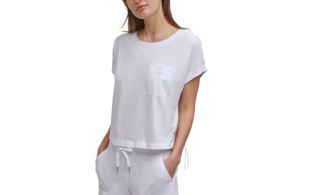  Women’s Cropped Pocket T-Shirt, Medium, White