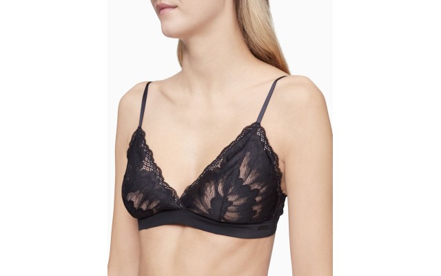  Women’s Hibiscus Lace Unlined Triangle Bra, Black, X-Small