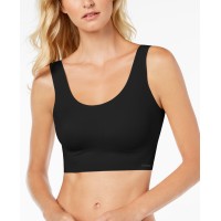 Calvin Klein Women’s Invisibles Comfort Seamless Scoop Neck Bralette Bra, Black, S