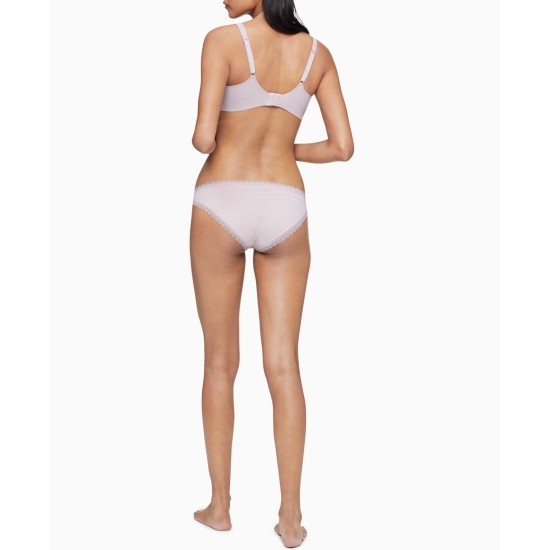  Women’s Lace-Trim Bikini Underwear, Lilac, Large