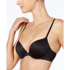 Calvin Klein Women’s Perfectly Fit Push Up Plunge Memory Touch Bra, Black, 36D