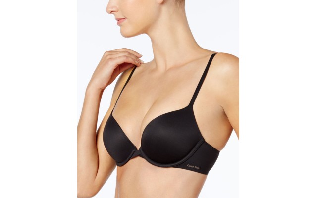  Women’s Perfectly Fit Push Up Plunge Memory Touch Bra, Black, 36D