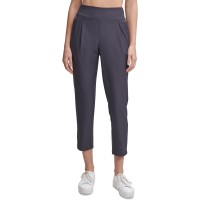 Calvin Klein Womens Performance Front Pleated Tapered Pants, Large, Dark Gray