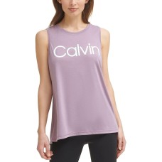 Calvin Klein Women’s Performance Logo Racerback Tank Top, Purple, Medium