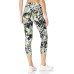  Womens Performance Printed Cropped Leggings,Yellow/Multi, Small