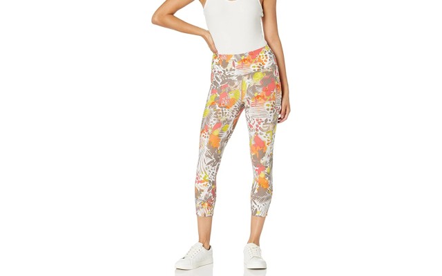  Womens Performance Printed Cropped Leggings, Brown/Multi, X-Small
