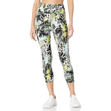 Calvin Klein Womens Performance Printed Cropped Leggings,Yellow/Multi, Small