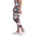  Women’s Tropical Print High-Waist 7/8 Leggings, Light Red, Small