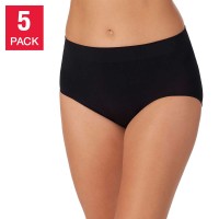 Carole Hochman Ladies' Seamless Brief, 5-pack, Black, X-Large