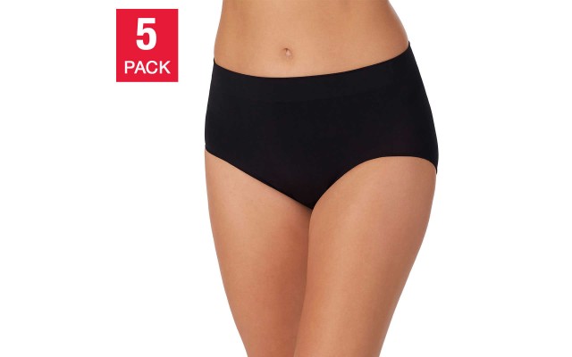  Ladies' Seamless Brief, 5-pack, Black, X-Large