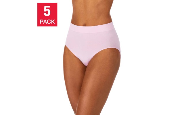  Ladies' Seamless Brief, 5-pack, Pink, X-Small