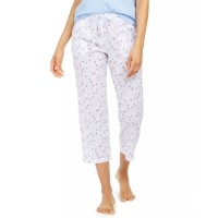 Charter Club Cotton Printed Cropped Pajama Pants, White, 2X-Large