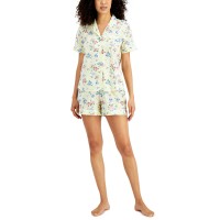 Charter Club Cotton Swiss Dot Shorts Pajama Set, Yellow, Medium