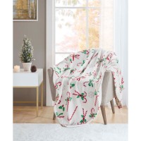 Charter Club Cozy Plush Holiday Motif Printed Throw, 50″ x 70″