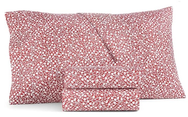  Damask Designs Supima Cotton 550-Thread Count 4-Pc. Floral-Print Queen Sheet Set – Medium Red