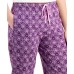  Printed Knit Cotton Cropped Pajama Pants, Purple, X-Large
