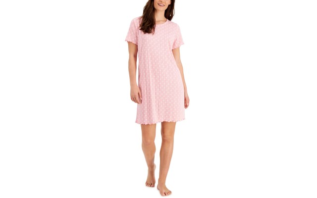 Womens Cotton Pointelle Sleep Shirt Nightgown