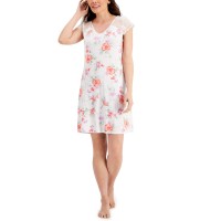Charter Club Womens Lace Sleeve Short Nightgown (Blossoms, Medium)