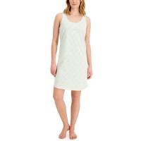 Charter Club Women’s Tile Cotton Henley Tank Chemise Nightgown, Green, Medium