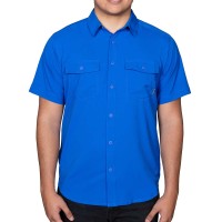 Columbia Men's James Bay Short Sleeve Woven Shirt, Blue, XX-Large